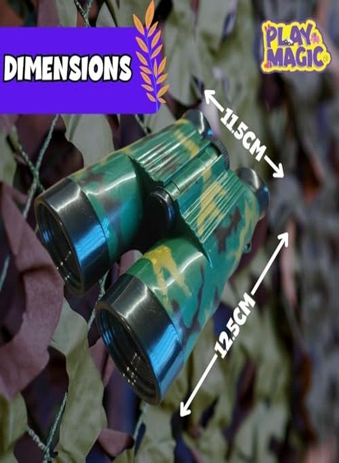 PlayMagic Binocular|Army Style Folding Telescop Toy|Compass & Neck String Included|Long Distance Vision|Adventure and Birdwatching Toy|Spy Toy|Birthday Gift for Kids 3 yr+|Made in India|Assorted - Image 3